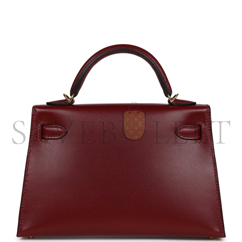 HERMÈS MASTER MINI KELLY II BOX BURGUNDY GOLD HARDWARE (19*12*5.5cm)